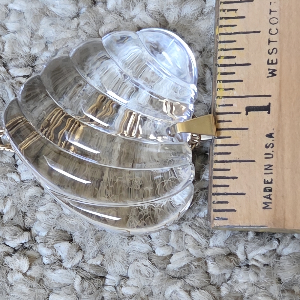 Giorgio Baccarat Vintage Clear Crystal Ribbed Heart Pendant w/Gold Tone Necklace - Picture 9 of 10